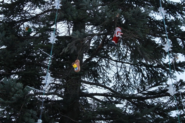 В Давид-Городке главную елку украсили детскими тапками и ведрами - фото